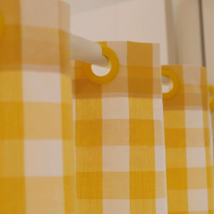 Tenda Corta Classica a Quadretti Gialli con Occhielli, Divisorio <span class=keywords><strong>per</strong></span> Cucina, Piccole <span class=keywords><strong>Tende</strong></span> con Orlo Inferiore Viola - Product Image 5