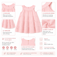 Robe Salopette 100% Coton pour Petites Filles, Modèle Été Polyvalent, Jupe Trapèze Imprimée, Princesse, Sans Manches, Douce pour la Peau, Vente en Gros