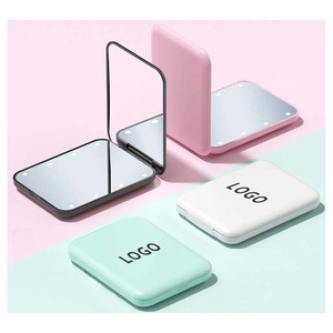 Bán Hot xách tay gấp Led Gương trang điểm cho phụ nữ nhỏ gọn màu hồng bỏ túi có kích thước cầm tay Mỹ phẩm gương, OEM có sẵn - Product Image 1