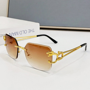 Frameless Chamfered Sunglasses Metal Frame UV400 Unisex High End <b>Eyewear</b> For Women - Product Image 3