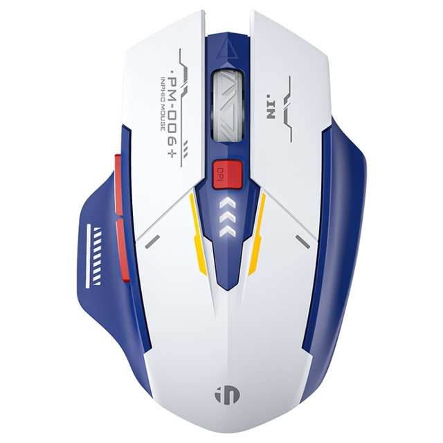 Inphic PM6 Ergonomic 6-Keys Optical Gaming Mouse 2.4GHz Wireless LED Backlit Gray USB Receiver Silent Version Wireless Charging