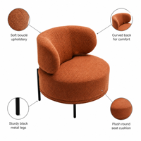 Fauteuil d'appoint capitonné à dossier ailé, structure métallique moderne et luxueuse, le plus vendu, avec garantie de 2 ans, pour salon, maison, hôtel, salle de séjour