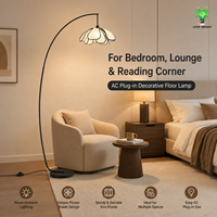 Lampe sur pied moderne et simple avec base en fer flexible et abat-jour en tissu en forme de fleur, alimentation AC, LED, pour salon, chambre, hôtel, décoration