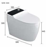 WC intelligent de luxe monobloc en céramique avec fonction lavage féminin, chasse d'eau cyclonique, siège chauffant, toilettes modernes à poser au sol