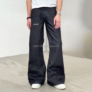 Pantalones de mezclilla cruda de estilo japonés de 14 oz y 100% algodón de alto gramaje para hombre, corte recto de pierna ancha, vaqueros holgados personalizados - Product Image 1