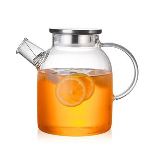 Théière en verre de 1800 ml avec infuseur et couvercle en bambou, service à thé - Product Image 6