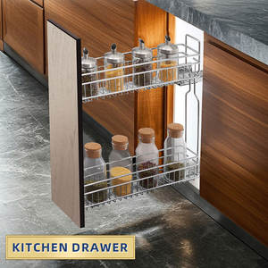 אחסון מטבח צדדי נשלף סל תיל מתכת בארונות דלת הזזה סִגְנוֹן עיצוב מודרני שימוש בחדר אמבטיה ידידותי לסביבה - Product Image 1