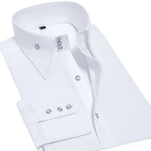 Camicia da <span class=keywords><strong>Uomo</strong></span> a Maniche Lunghe con Bottoni in Cristallo, Nuova Collezione Primavera-Autunno, Elasticizzata, di Alta Qualità, Business Casual, <span class=keywords><strong>Slim</strong></span> <span class=keywords><strong>Fit</strong></span>, Alla Moda - Product Image 5