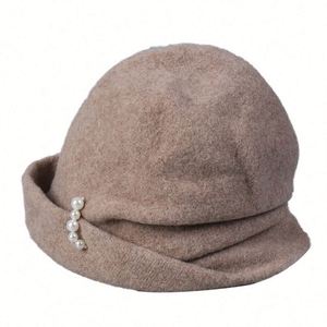 Nouvelle Arrivée 2025 – Chapeau Bob Décontracté en Laine pour Femme, Tendance Hiver avec Décoration Perles, Style Pêcheur - Product Image 5