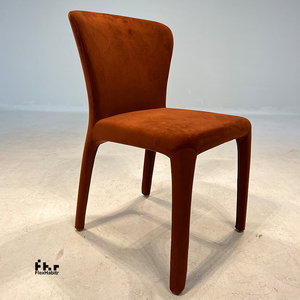 Silla de Comedor Moderna Tapizada en Terciopelo Naranja Quemado con Respaldo Curvo para Hotel, Restaurante, Hogar, Villa - Product Image 3