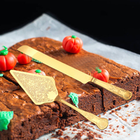 Ensemble de couteau et de serveur à gâteau de mariage en acier inoxydable brillant, décorations de desserts écologiques pour anniversaire