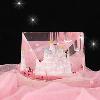 Glowing Castle Liquid Oil Sand Art Pen Holder Glittery Drip Oil Decor pour le bureau, l'étude et le bureau
