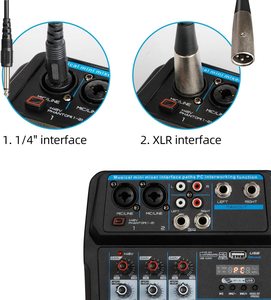 Professional Portable 4-Channel USB Mini Audio <strong>Mixer</strong> Live Sound DJ Console for <strong>Karaoke</strong> Recording Small Interface Sound Interface - Product Image 5