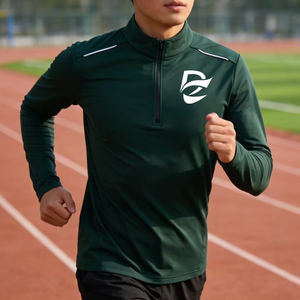 Factory Customizable OEM ODM Wholesale High Elastic Quick Dry Breathable Half Zip <b>Reflective</b> Triathlon Long Sleeve Training <b>Top</b> - Product Image 1