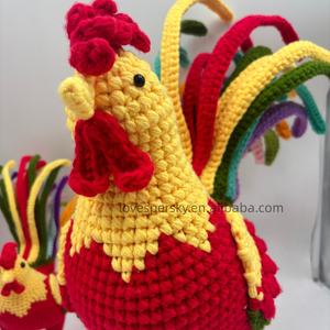 Poulet en crochet fait main, amigurumi en <span class=keywords><strong>peluche</strong></span>, jouet en coton tricoté, décoration intérieure, cadeau pour enfants et vente en gros - Product Image 4