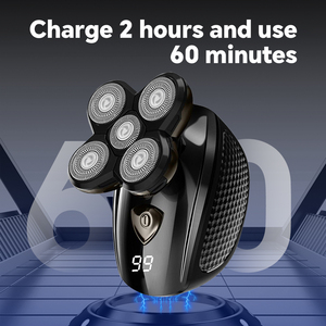 เครื่องโกนหนวดดิจิตอลแบบ USB ใบมีด 5 ใบ ตัวเครื่องสแตนเลส ใช้สำหรับโกนขนในบ้านและโรงแรม - Product Image 3