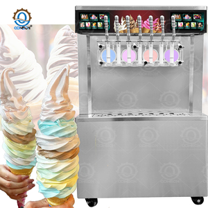 Qdmech thương mại Ice Cream Maker thép không gỉ điện sữa chua đông lạnh máy standtop 4 + 3 hương vị Máy làm kem mềm - Product Image 2