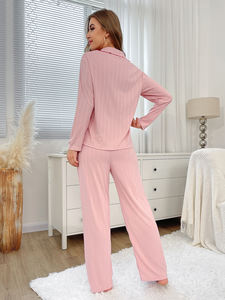 אופנתי ורוד סרוג פיג 'מה להגדיר עבור נשים כפתור קבלה מזדמנים עבור כל עונות החורף בקיץ הסתיו באביב - Product Image 2