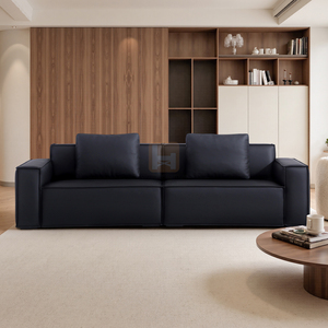 <span class=keywords><strong>Canapé</strong></span>-lit moderne en <span class=keywords><strong>cuir</strong></span> <span class=keywords><strong>microfibre</strong></span> noir de style italien, cadre en bois massif, écologique, durable, minimaliste, salon personnalisé - Product Image 2
