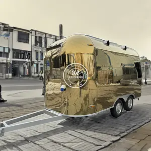 Nueva furgoneta móvil eléctrica con forma de corriente de aire Vintage, remolque de camión de comida callejera para pollo frito, bebida, helado, dulces, panadería