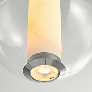 2025 Zhongyi plafond moderne nordique <span class=keywords><strong>verre</strong></span> sphère et albâtre abat-jour pendentif lustre lumière pour salon Villa hôtel - Product Image 5