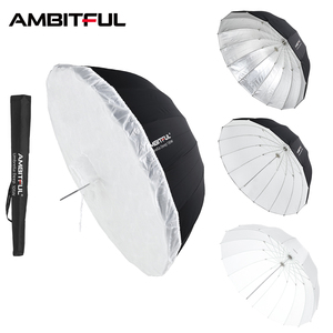 AMBITFUL Ombrello Riflettente Profondo Parabolico <span class=keywords><strong>Nero</strong></span> Argento <span class=keywords><strong>Bianco</strong></span> 105cm 130cm 160cm per Studio Fotografico, Copertura Diffusore per Ombrello - Product Image 1
