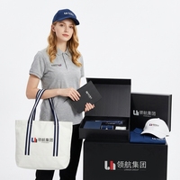 Kit de Regalo Promocional LINHON con Logotipo Personalizado al por Mayor, Camiseta Polo, Bolsa de Lona, Gorra, Cuaderno, Caja de Regalo de Lujo para Marketing