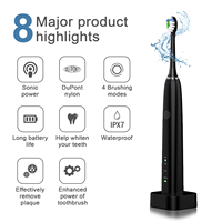 H6 Vente en gros Brosse à dents électrique sonique blanchissante intelligente à 4 modes LED, rechargeable automatiquement, avec base de charge sans fil