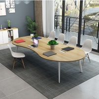 Mesa de Reuniones Rectangular Moderna de Madera, Escritorio de Conferencia Estable para Oficina y Espacio de Trabajo Empresarial