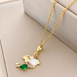 Collar de Moda al por Mayor con Circonita Cúbica, Diseño de <span class=keywords><strong>Villano</strong></span> de Dibujos Animados, Chapado en Oro de 18K, Resistente al Agua, para <span class=keywords><strong>Mujer</strong></span>, Brillante, Estilo Aurora - Product Image 6