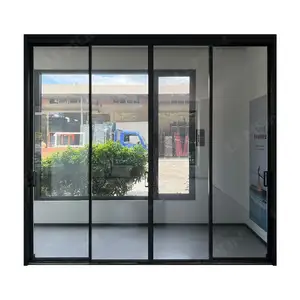 Modern Simple Design Interior Closet Wardrobe Narrow Frame Slim Aluminum Glass Sliding Door
