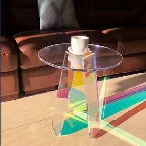 북유럽 간단한 패션 현대 거실 콘솔 소파 사이드 테이블 무지개 빛깔의 무지개 빛깔의 무지개 다채로운 아크릴 라운드 커피 테이블
