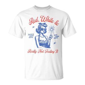 Camiseta roja, blanca y con la frase 'Really Not Feeling It' - Product Image 1