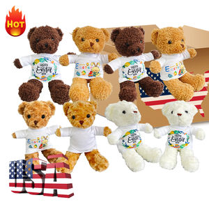 EE. UU. Almacén Sublimaciones en blanco 100% Poliéster Camiseta Sublimación Lindo Seguro Oso de peluche Sublimaciones 30cm Oso de peluche con camisa - Product Image 4