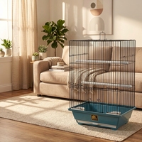 Kit de cage à oiseaux carrée populaire avec perchoirs, mangeoires, structure en fer, léger, montage facile, plateau en plastique amovible