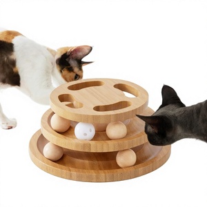 Gioco Interattivo per <span class=keywords><strong>Gatti</strong></span> con Puzzle, per Giocare in Casa e Stimolare la Stimolazione Mentale, Resistente Gioco con Palla su Pista in Legno per <span class=keywords><strong>Gatti</strong></span> e Gattini - Product Image 1