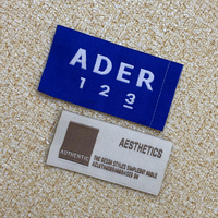 Étiquettes tissées personnalisées en gros pour vêtements, conception de logo personnalisé, étiquette de col haute densité, transfert thermique, rouleau à coudre