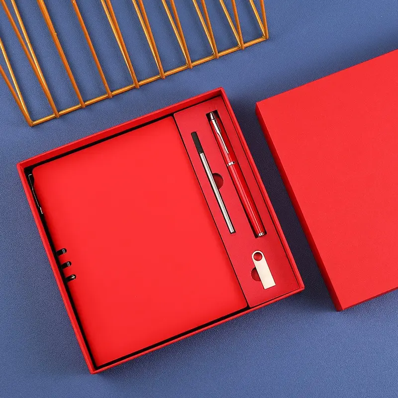 Set gifts A5notebook diary with pen and box and usb gift set Business meeting Soft leather corporate gift set luxury promotional