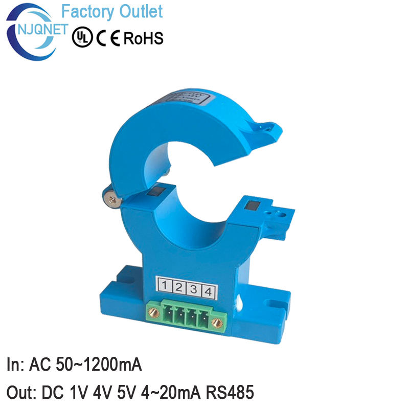 DC Leakage Current Sensor zero Phase QNLCK2 100mA 300mA 1A 5V 4-20mA RS485 Residual Current Transformer Split Current Transducer