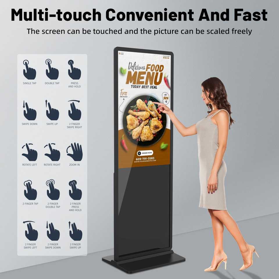 43 Inch Digital Signage Touchscreen Kiosk Floor Standing Advertising ...