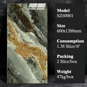 Hoàng Đế Vàng đá cẩm thạch hiệu ứng sứ sàn gạch Mài <span class=keywords><strong>peronda</strong></span> đá cẩm thạch gạch sứ 600x1200mm - Product Image 4