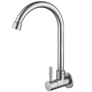 Grifo <span class=keywords><strong>de</strong></span> <span class=keywords><strong>Cocina</strong></span> Monomando <span class=keywords><strong>de</strong></span> Acero Inoxidable <span class=keywords><strong>de</strong></span> Diseño Moderno, Montado en la <span class=keywords><strong>Pared</strong></span>, con Medidor, Agua Fría, Giratorio, para Fregadero - Product Image 1