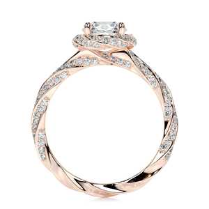 Abiding Igi Certifié CVD HPHT VS Lab Diamond 9K 14K <span class=keywords><strong>18K</strong></span> Solid Rose Gold Twisted Halo & Shank 1 Carat Moissanite Bague de fiançailles - Product Image 3