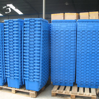 Conteneur logistique en plastique avec couvercle attaché, grande boîte de transport empilable 30L, caisse de transport verrouillable et empilable, caisse de rangement pour déménagement