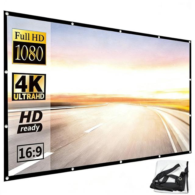 Projector Screen 100 Inch 16:9 4K HD Foldable Portable Projection Movies Screen for Home Theater Outdoor Indoor 60Inch 120Inch
