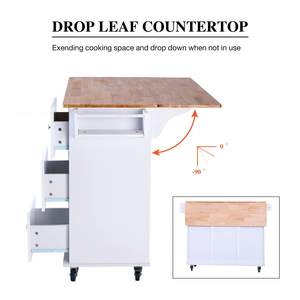 바퀴가 달린 Combohome Kitchen Island 카트 드롭 리프와 휴대용 나무 큰 저장 트롤리, 서랍이있는 대용량 나무 랙 - Product Image 3