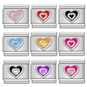 Módulo italiano DIY, pulsera de acero de titanio, gota de Color, aceite, doble patrón de amor, costura elástica, accesorios de acero inoxidable - Product Image 1