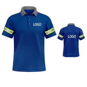 Polo à manches courtes en polyester bleu marine haute visibilité, respirant, pour travaux de construction, personnalisable avec votre LOGO - Product Image 1