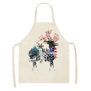 Tablier de cuisine unisexe en polyester et lin imprimé numériquement, série animaux mignons, durable, pour Noël - Product Image 2