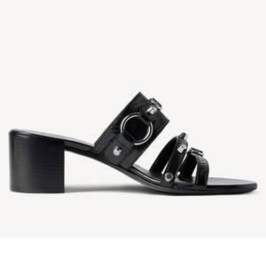 Sandalias de cuero con tacón de bloque y tachuelas para mujer, con múltiples correas y hebillas, estilo atrevido, venta al por mayor, OEM, personalizadas - Product Image 3